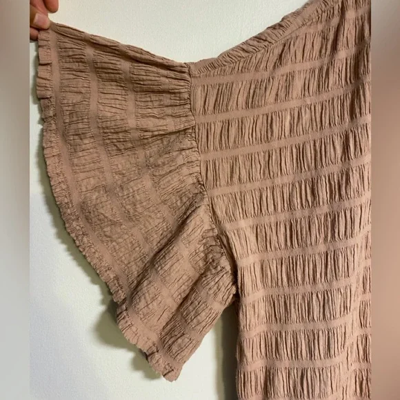 Free People Dusty Rose Textured Button-Front Tiered Mini Dress – Made in India - Picture 4 of 9